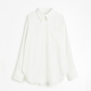 H&M white satin shirt oversized NWT